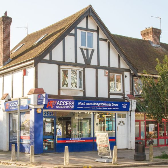 Access Garage Doors showroom, showcasing a range of garage doors and services