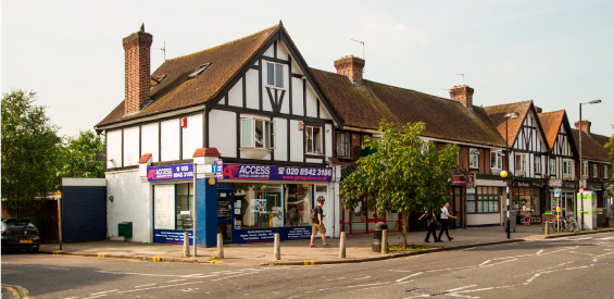 Access Garage Doors showroom in New Malden, showcasing their garage door products