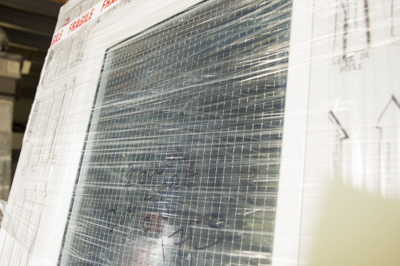 GDS Durapass Personnel Door Linear M Ribbed with Window in Goosewing Grey