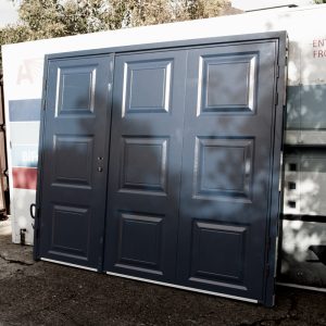 Novoferm Georgian Split Side Hinged Garage Door in RAL 5011 Steel Blue