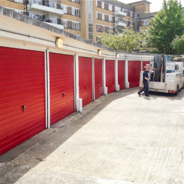 Fort Doors canopy garage doors in ruby red