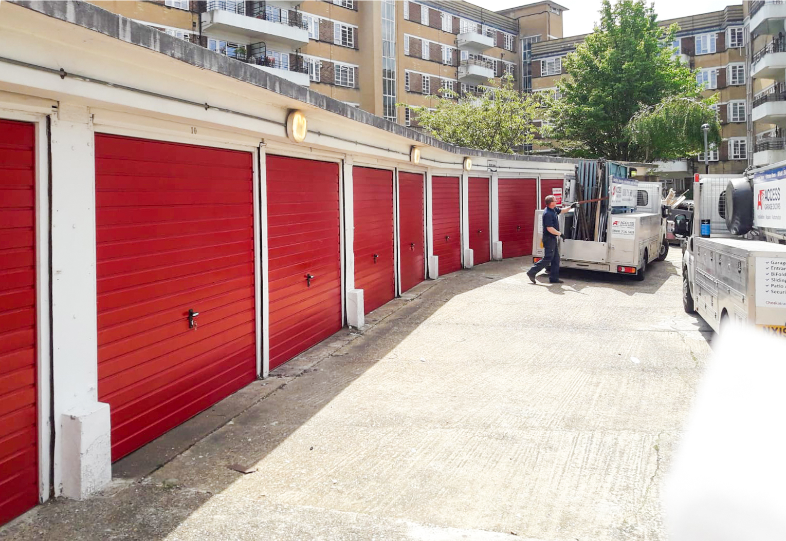 Fort Doors canopy garage doors in ruby red