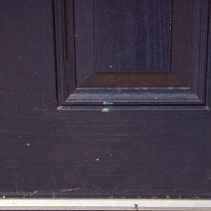 Solidor Front Door & Side Lite finished in a Blue Woodgrain