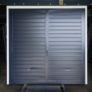 Fort Drayton Horizontal Small Rib Canopy Garage Door in Blue