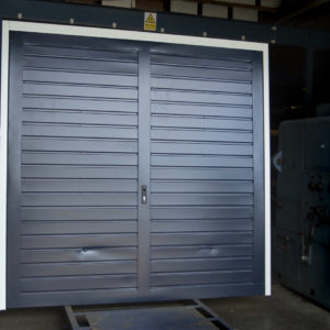 Fort Drayton Horizontal Small Rib Canopy Garage Door in Blue