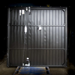 Fort Vertical Small Rib Side HInged Garage Door in Jet Black