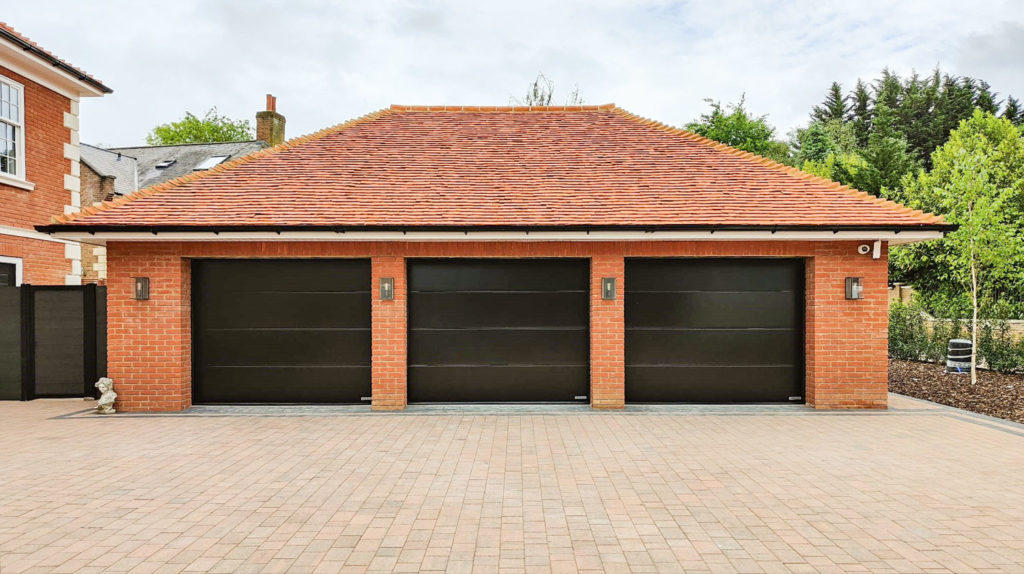 Hormann L Ribbed Steel Sectional Garage Doors in Jet Black