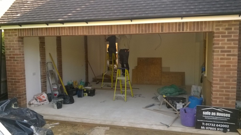 Before Hormann LPU40 S panel Sectional door and S2 Crystal Glazing Garage Door Installation