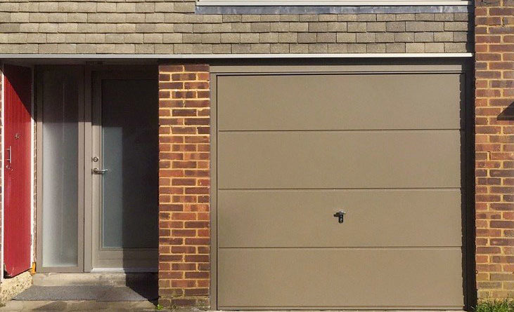 Access Garage Doors Fort Horizontal Up And Over Canopy Door Fort Horizontal Wide Rib Up And Over Canopy Garage Door In Beige Grey