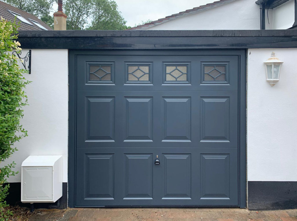 Garador Beaumont Up & Over Garage Door Finished in Anthracite Grey & Installed in Tadworth By Our New Malden Branch.