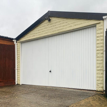 Garador Carlton Vertically Ribbed Retractable Double Up & Over Garage Door Finished in White