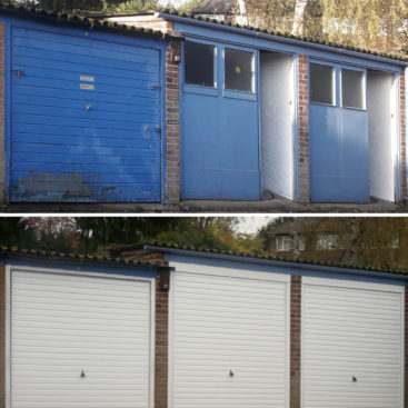 3x Garador Horizon Canopy Style Up & Over Garage Doors finished in Traffic White