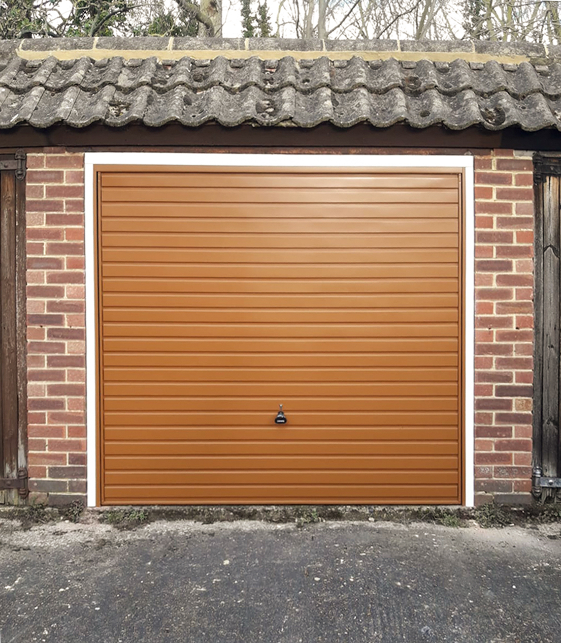 Garador Horizon Canopy Steel Up & Over Garage Door Finished in Golden Brown