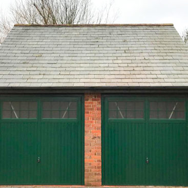 2x Garador Salisbury Steel Up & Over Garage Doors Finished in Moss Green