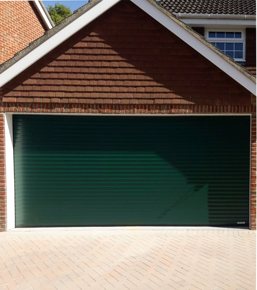 Hormann RollMatic Roller Garage Door Finished In Moss Green