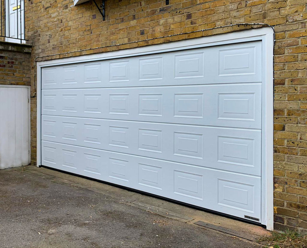 Hormann LPU42 Georgian Panelled Insulated Double Sectional Garage Door Finished in White