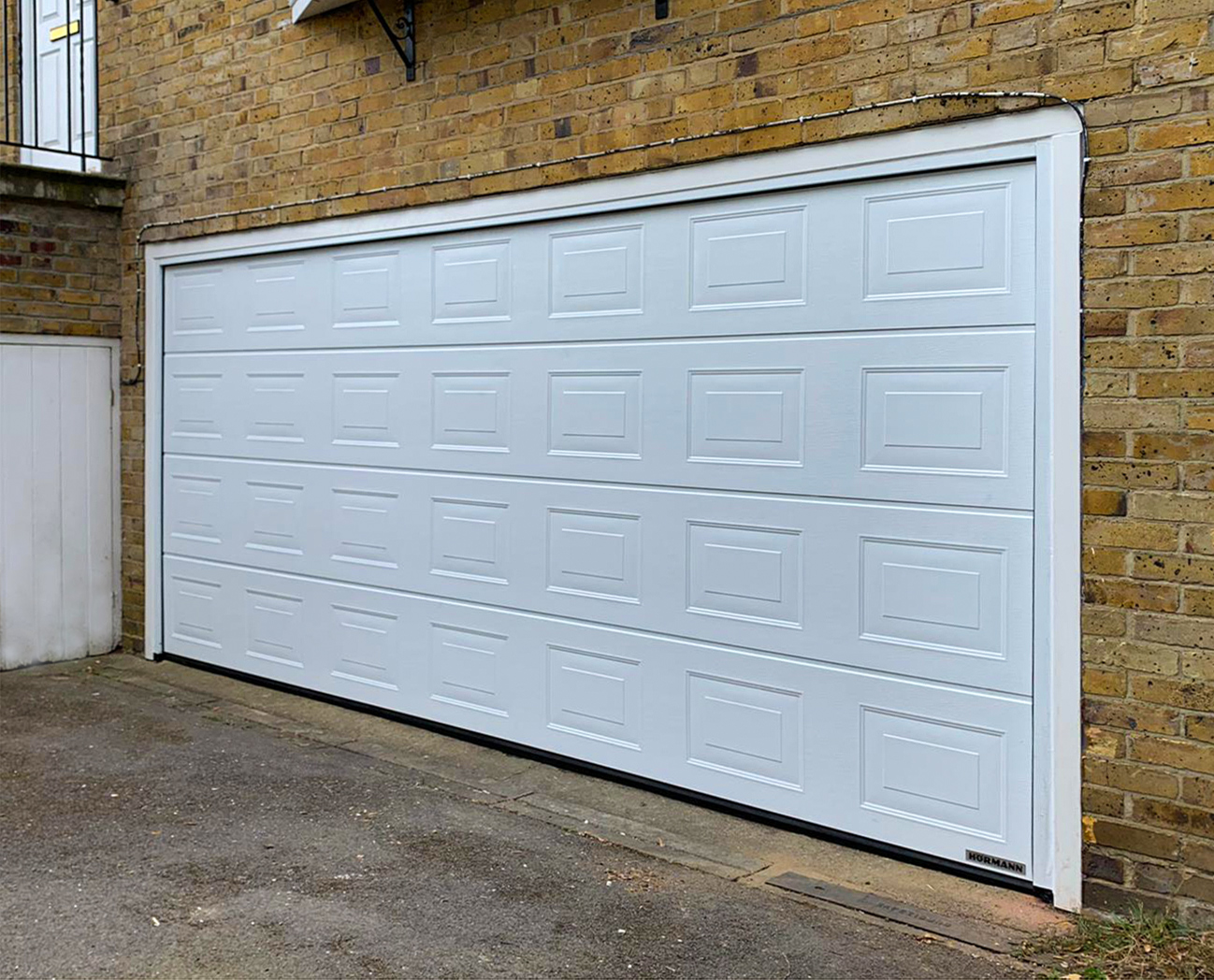 Hormann LPU42 Georgian Panelled Insulated Double Sectional Garage Door Finished in White