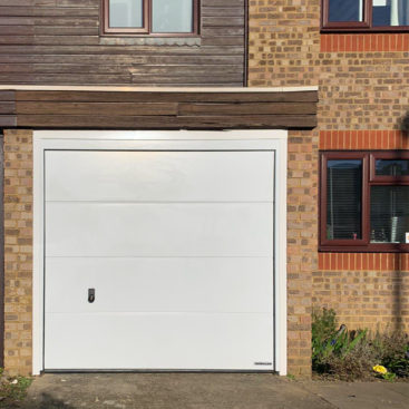 Hormann L Ribbed Insulated Sectional Garage Door Finished in White Silk Grain
