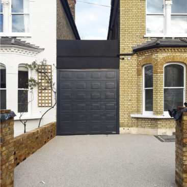 A Hormann LPU42 Panelled Sectional Garage Door finished in Anthracite Grey