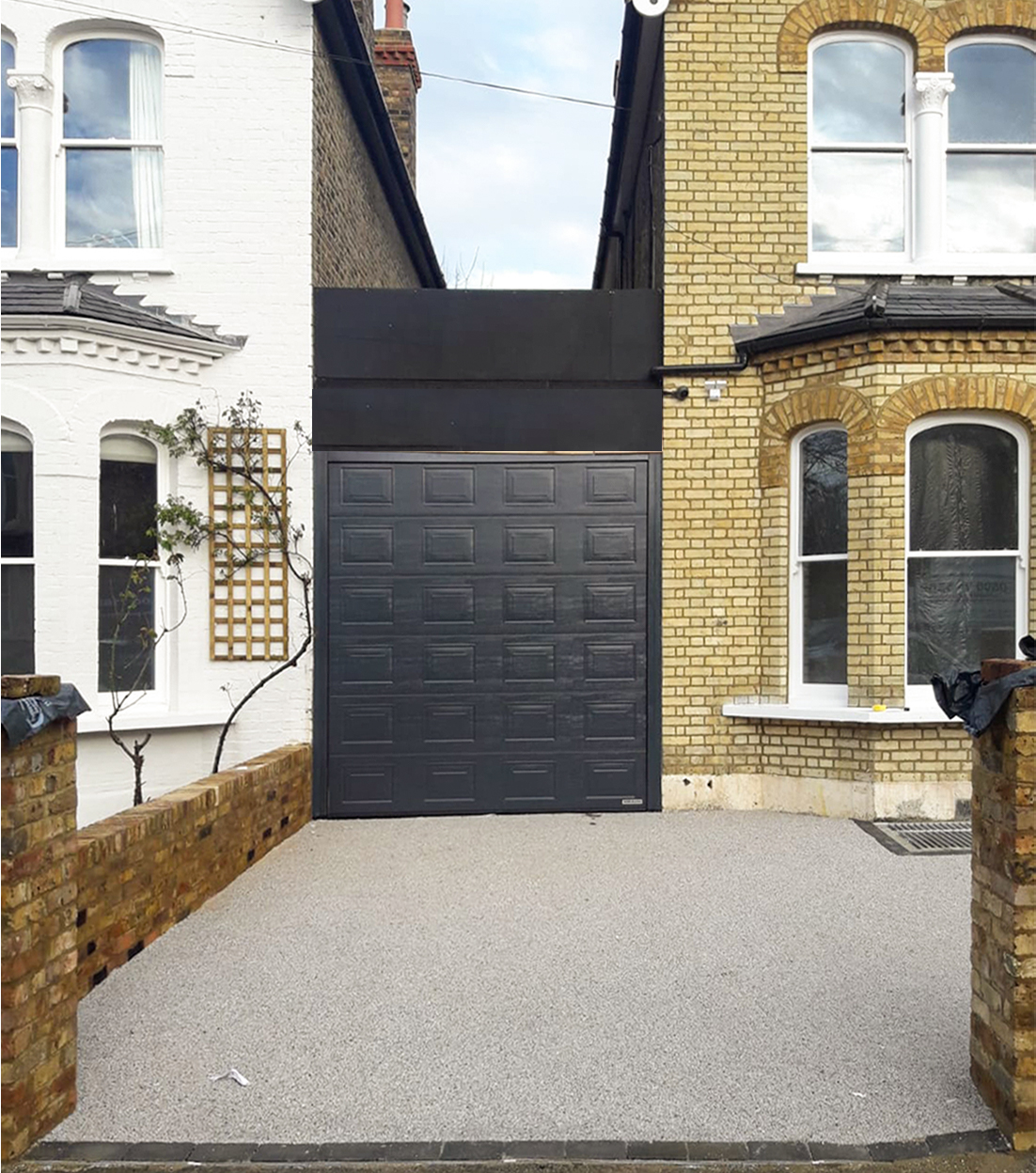 A Hormann LPU42 Panelled Sectional Garage Door finished in Anthracite Grey