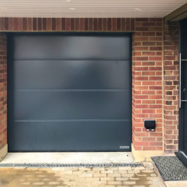 Hormann LPU 42 L-Ribbed Sectional Garage Door in Anthracite Silkgrain