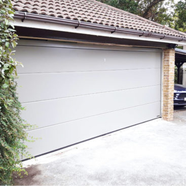 Hormann LPU42 L-Ribbed Insulated Double Sectional Garage Door Finished in Stone Grey