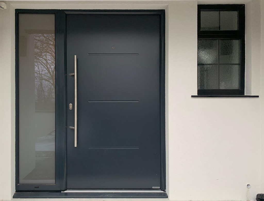 Hormann TPS 46 Entrance Door With Side Element Finished in Anthracite Grey