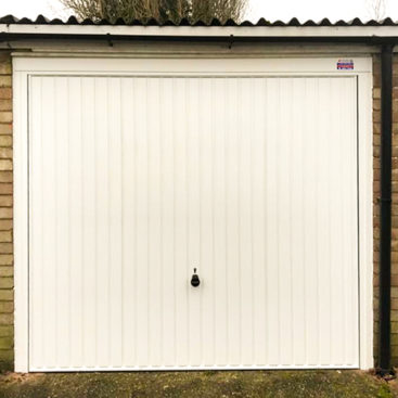 Hormann 2001 Canopy Steel Up & Over Vertically Ribbed Garage Door Finished in Traffic White