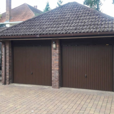 Hormann Steel Up & Over Vertical Garage Door Finished in Terra Brown