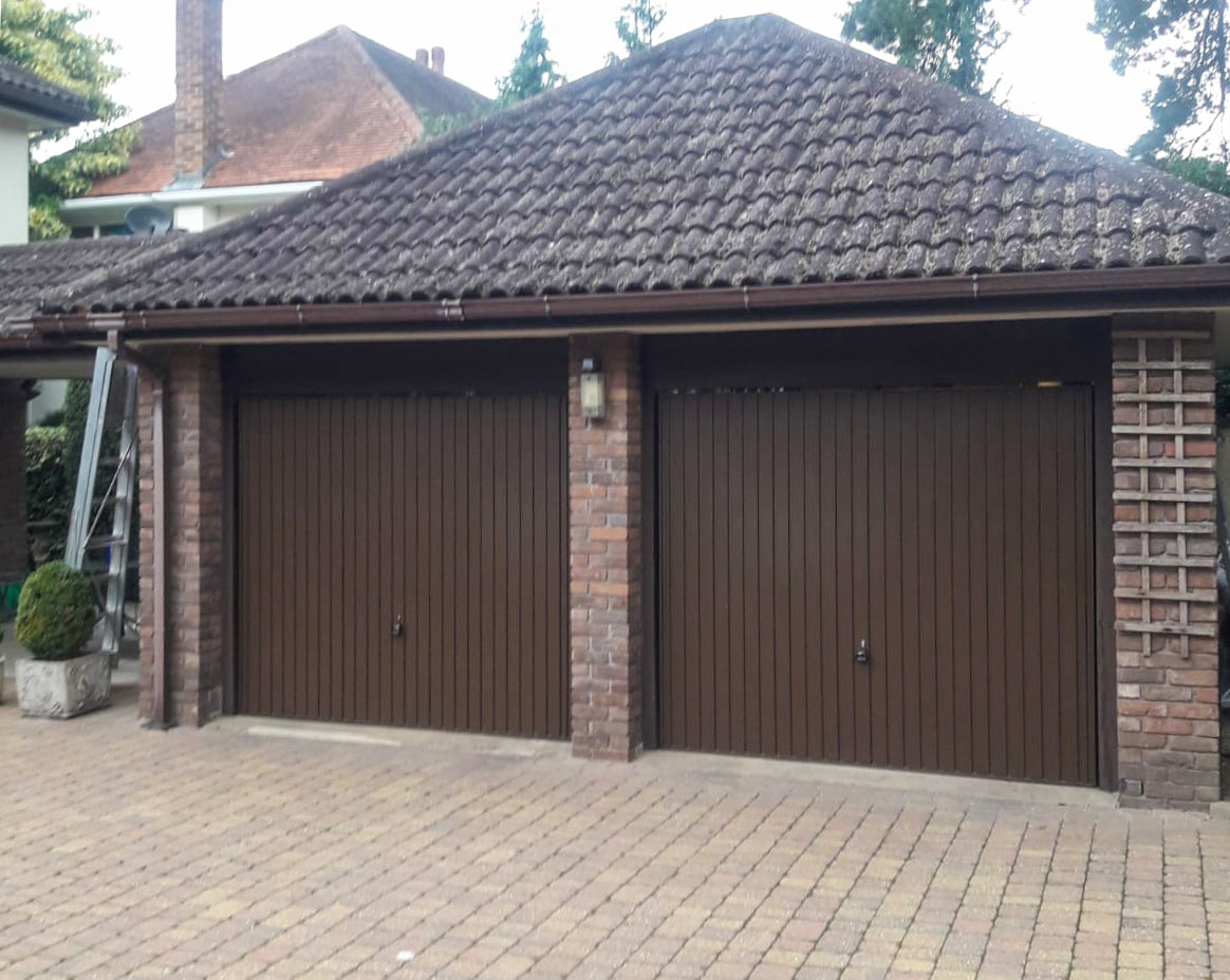 Hormann Steel Up & Over Vertical Garage Door Finished in Terra Brown