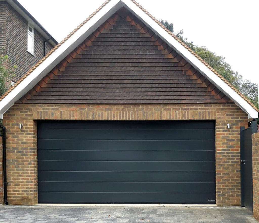 Hormann LPU42 Automatic Sectional Garage Door in Anthracite Grey