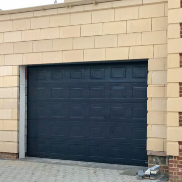 A Hormann LPU42 Sectional Garage Door in Blue