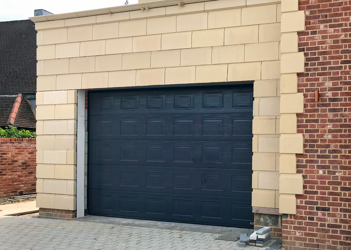 A Hormann LPU42 Sectional Garage Door in Blue