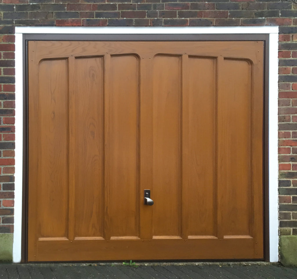 Hormann 2034 GRP Up and Over Garage Door in Cherry Oak