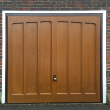 Hormann 2034 GRP Up and Over Garage Door in Cherry Oak