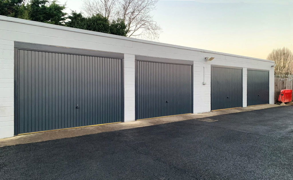 Garador Carlton Canopy Garage doors in Anthracite Grey