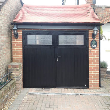 Ryterna Vertical Ribbed Side Hinged Garage Door Finished in Black