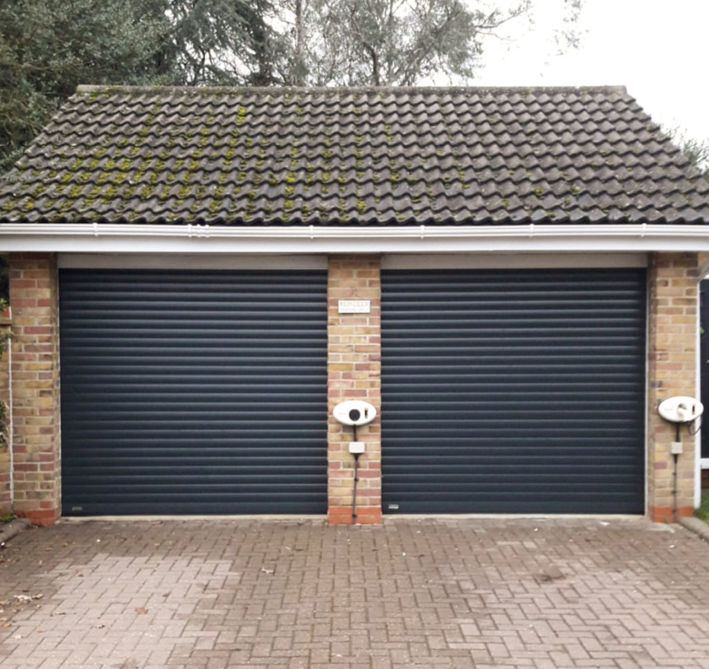 2x SWS SeceuroGlide Classic Insulated Roller Garage Doors Finished in Anthracite Grey