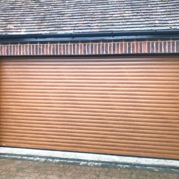 SWS SeceuroGlide Double Roller Garage Door Finished in Golden Oak