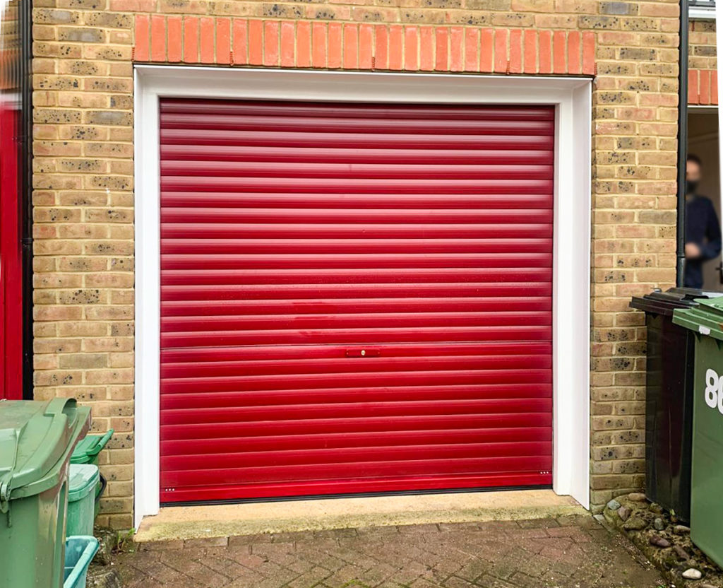SWS SeceuroGlide Manual Roller Garage Door Finished in Red