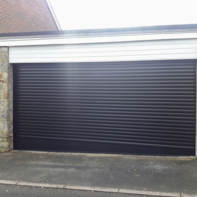 SWS SeceuroGlide roller garage door in black