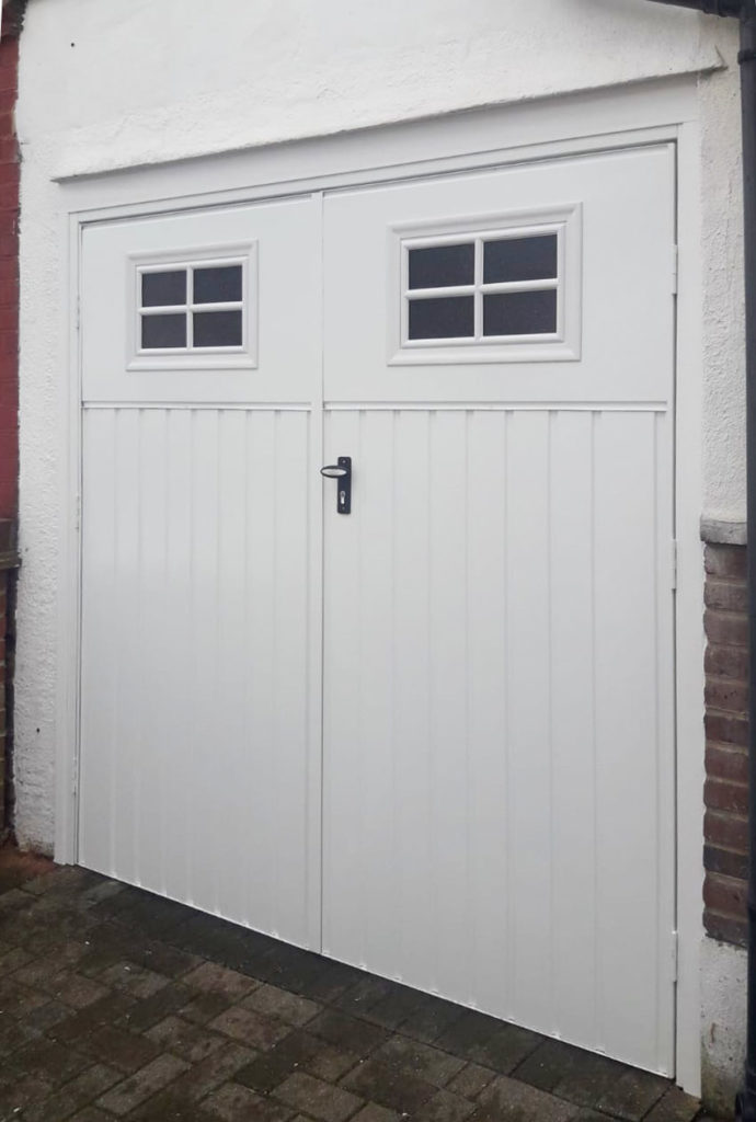 Fort Doors Single Side Hinged Garage Door Finished in White