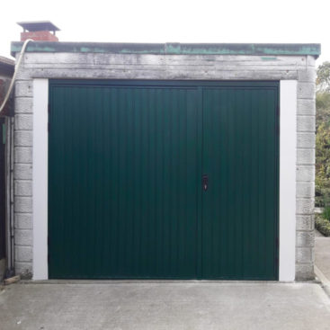Cardale Gemini Side Hinged Garage Doors Finished In Moss Green