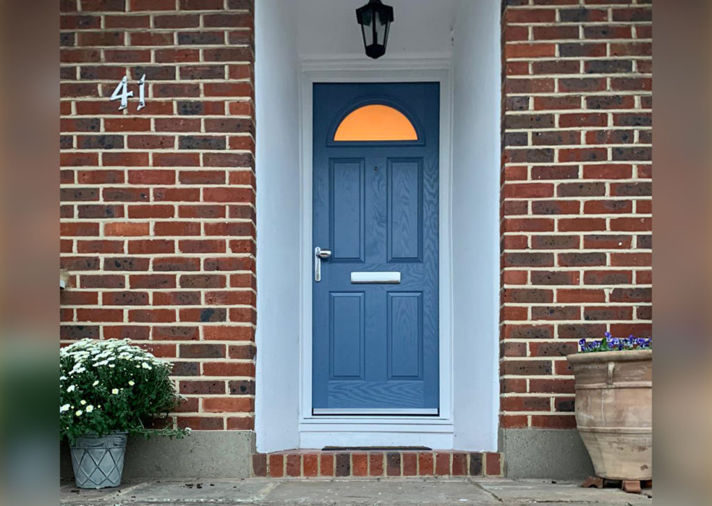 Composite Entrance Door finished in Larkspur Blue