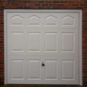 Garador Cathedral Steel Up & Over Garage Door Finished in Traffic White