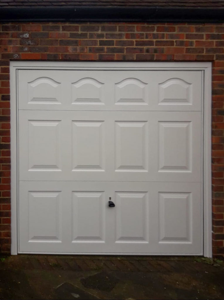 Garador Cathedral Steel Up & Over Garage Door Finished in Traffic White