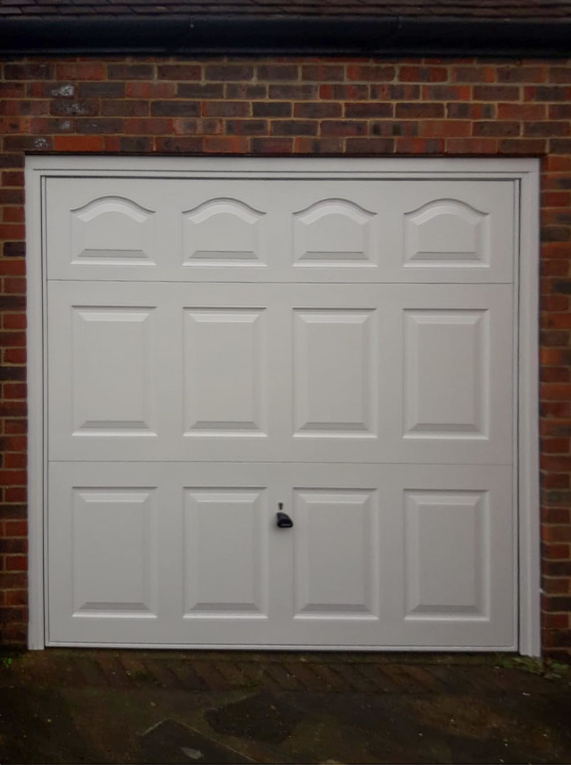 Garador Cathedral Steel Up & Over Garage Door Finished in Traffic White