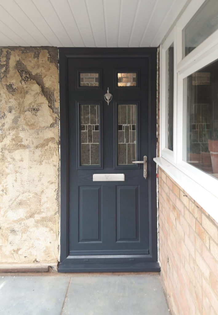 Truedor Matisse Composite Entrance Door with Prairie Glazing Finished in Anthracite Grey