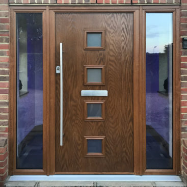 Truedor Composite Entrance Door with two side elements finished in Golden Oak & fitted in Ickenham by our Watford Branch