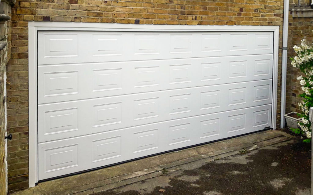Hormann LPU42 Georgian Sectional Garage Door in White Woodgrain